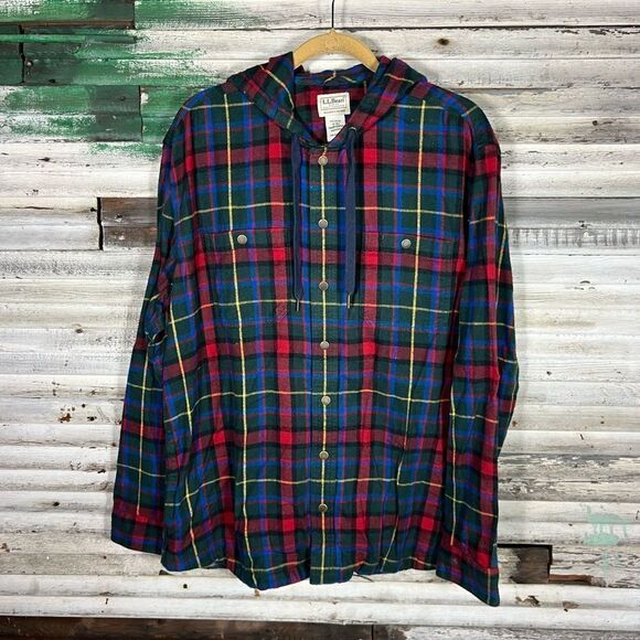 Vintage L.L. Bean Plaid Hoodie - Picture 1 of 5